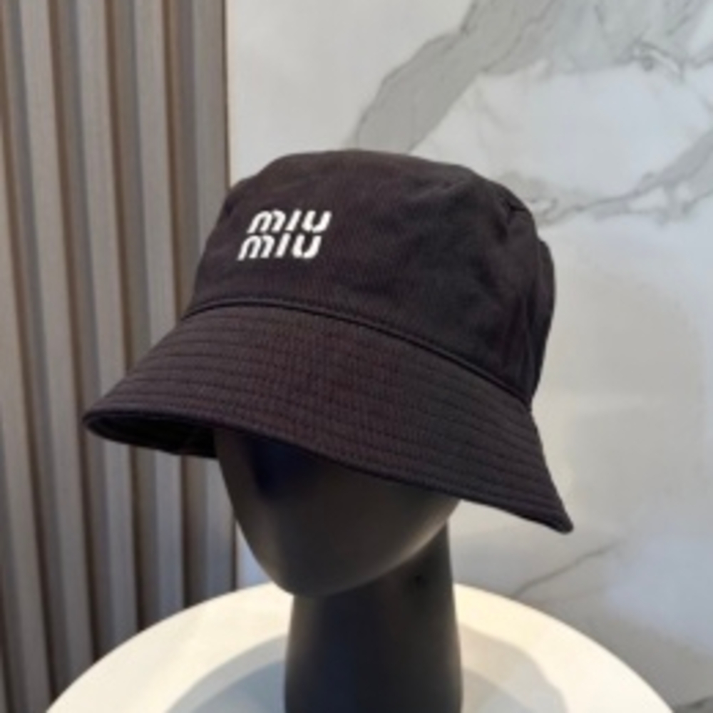 🌑Miu Miu🌑Black Casual Bucket Hat White Logo